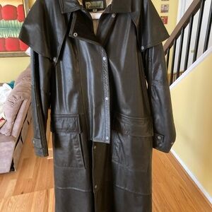 Men’s long leather riding coat